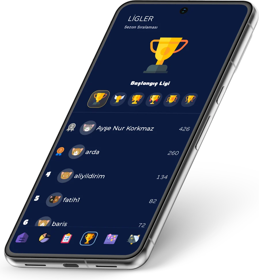 bilkie Ligler ekranı — sezon sıralaması ve kupalar